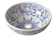 Sapho PRIORI keramické umývadlo, priemer 41 cm, farba biela s modrou maľbou