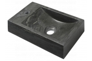 Sapho BLOK kamenné umývadlo 40x10x22 cm, otvor vľavo, čierny Antracit