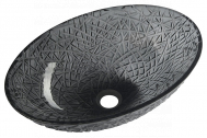 Sapho PURUS sklenené gravírované umývadlo 50x36 cm, čierna