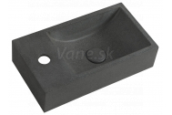 Sapho CREST L betónové umývadlo vrátane výpusti, 40x22 cm, čierny granit