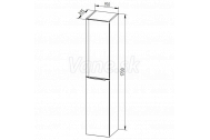 Mereo Mailo, kúpeľňová skrinka, vysoká, L/P otváranie, biela, 350X385/1700 mm