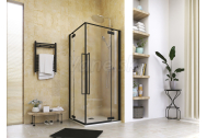 Aquatek JAGUAR A4 Rohový sprchový kút 90x90x200cm, dvoje otváracie dvere, čierna mat, číre