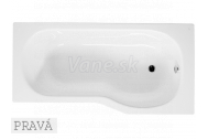 Jika TIGO asymetrická vaňa 160x80/70, bez podpier, 185l, pravá