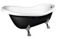 Polysan RETRO voľne stojaca vaňa 158x73x72cm, nohy chróm, čierna/biela