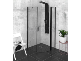 Polysan ZOOM LINE BLACK štvrťkruhová sprchová zástena 900x900mm, Číre sklo, pravá
