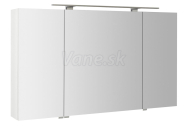 Sapho RIWA galérka s LED osvetlením, 121x70x17cm, 3x dvierka, biela lesk