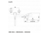 Mereo Drezová nástenná batéria, Lila, 100 mm, s ramienkom plochým rovným 250 mm, chróm