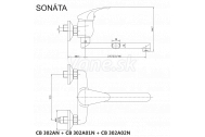 Mereo Drezová nástenná batéria, Sonáta, 100 mm, s ramienkom plochým rovným 160 mm, chróm