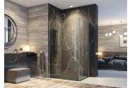 Aquatek GLASS R21 Rohový sprchový kút 120x80x195cm, 1-krídlové dvere, chróm, frost sklo