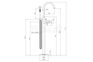 Aqualine CETO vaňová batéria s pripojením do podlahy, 1175 mm, chróm